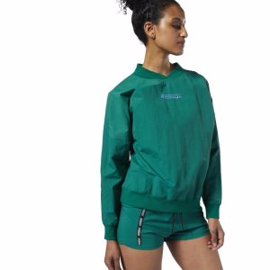 Bluza Damskie Reebok Meet You There Woven Pullover Zielone PL 14TSLWG